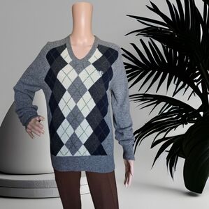 Simons Le31 Men's Losanges 100% Wool V-neck Sweater